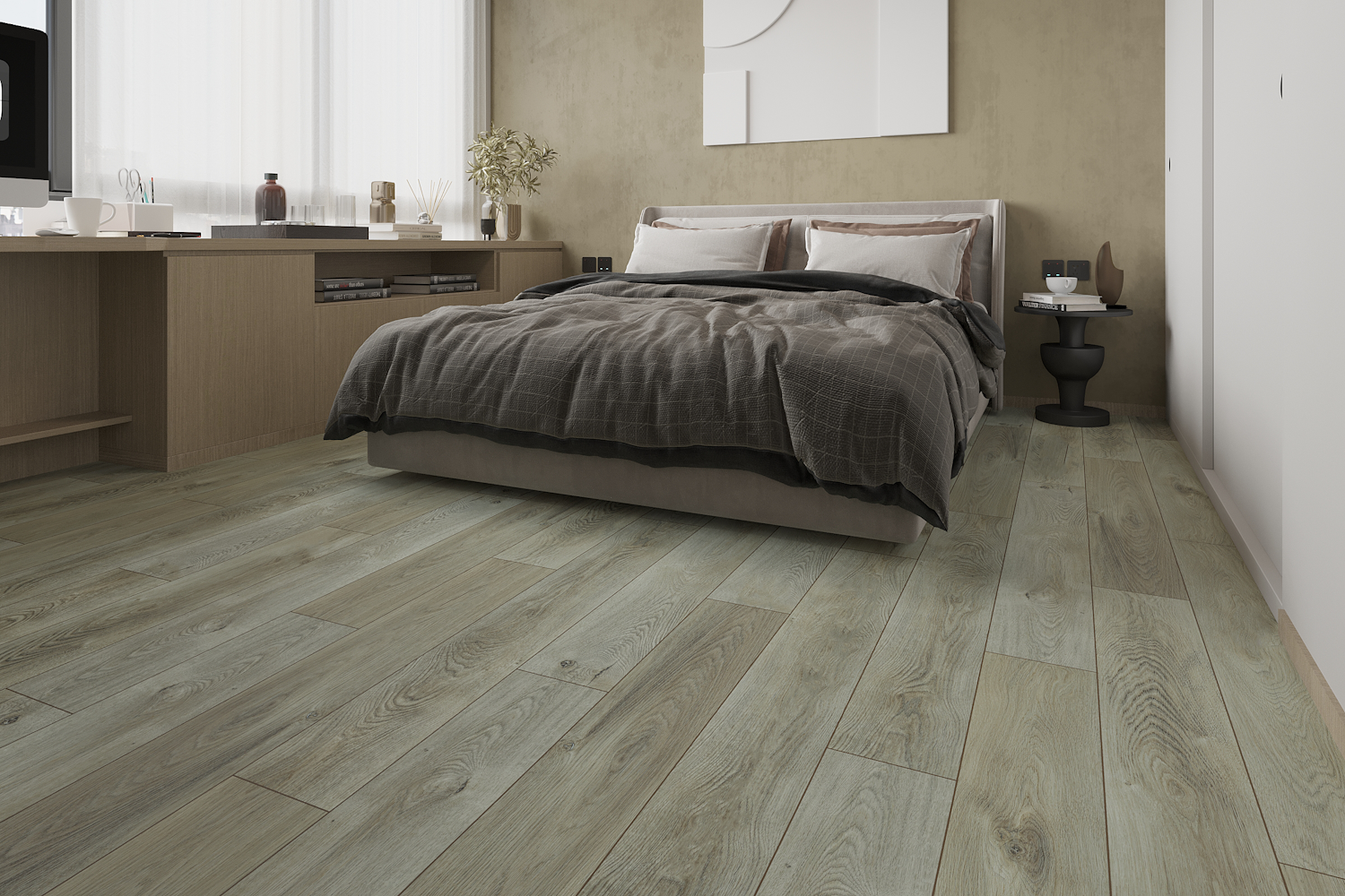 Кварцвиниловая плитка Art East замковая Art Tile Click Дуб Асти 45-03-ATC 1220×180×4 фото в интерьере